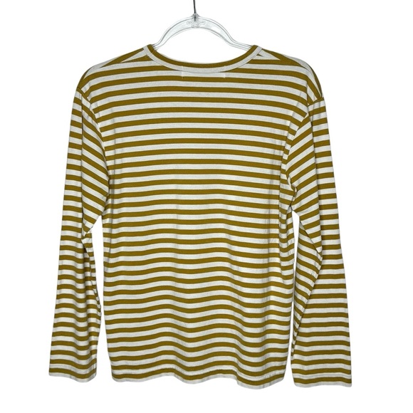 Comme des Garcons | PLAY Heart Patch Striped Long Sleeve Top Olive Green Medium - Picture 3 of 7